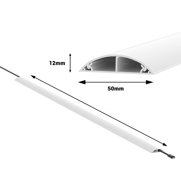 CILSON WDK5012SW Art.-Nr. 6700340 Kabelkanal 50 x 12 mm x 2.000 mm - Trittfest, selbstklebend mit Bodenbelochung, Weiß RAL 9010