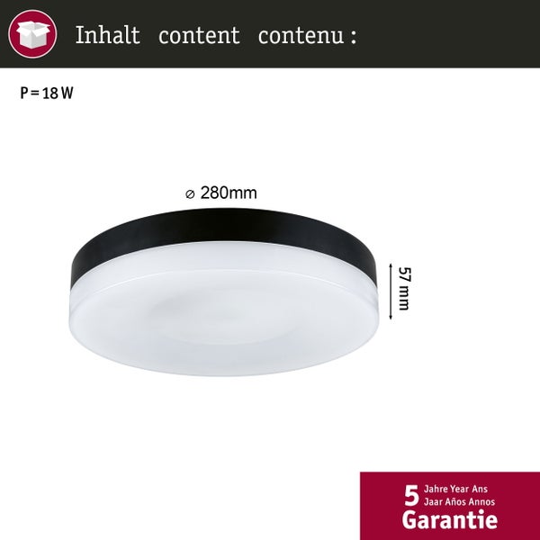 LED Deckenleuchte 3-Step-Dim Amalie 2700K 1000lm 230V 16W dimmbar Schwarz matt