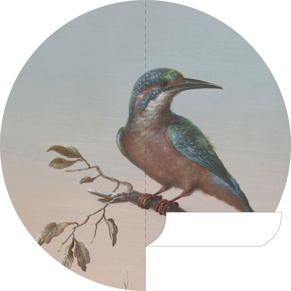 ESTAhome selbstklebende runde Tapete Eisvogel auf Zweig Abendrot - Ø 140 cm - 159017