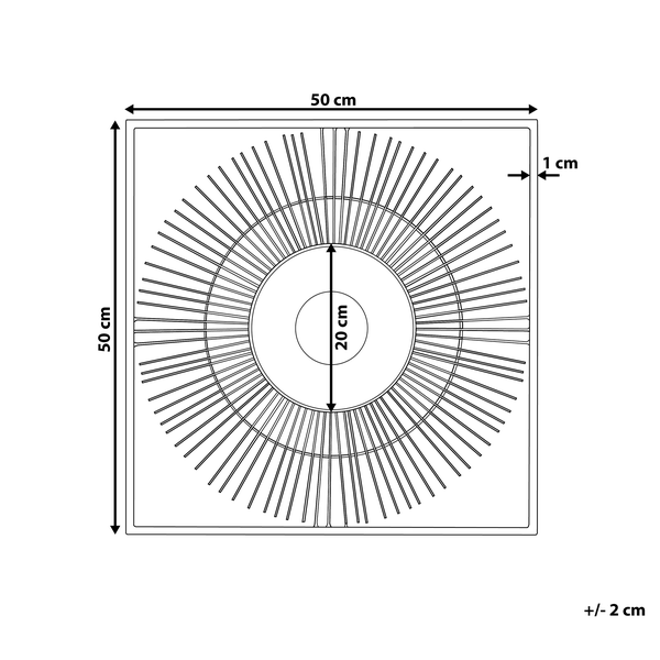 Quadratische Wanddekoration aus Metall mit abstraktem, strahlenförmigem Design