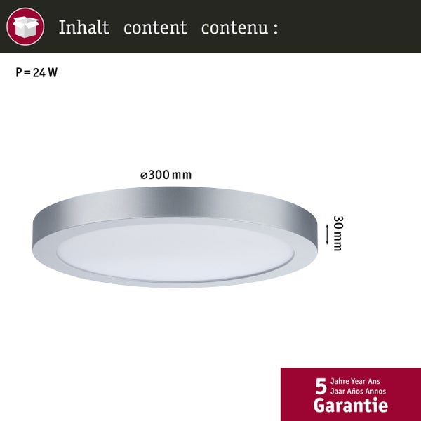 LED Panel Abia rund 300mm 22W 2200lm 4000K Chrom matt