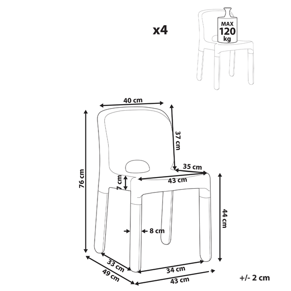 Gartenstuhl 4er Set BETIM Schwarz
