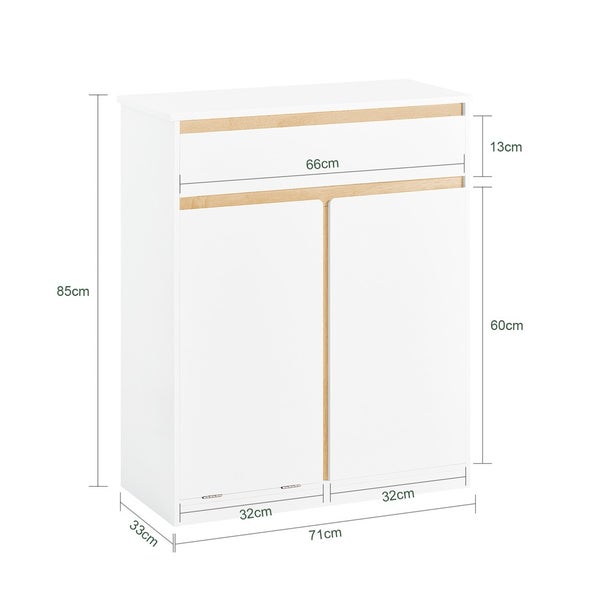 Abbildung der Abmessungen eines Schuhschranks