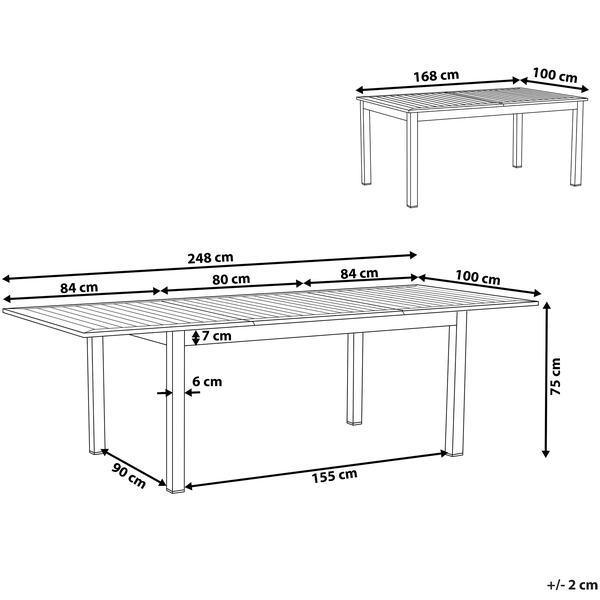 Ausziehbarer Gartentisch PANCOLE 168/248 cm 100 cm Metall Grau