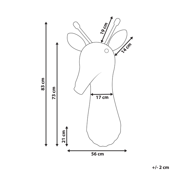 Abmessungen Giraffenkopf zur Wandmontage