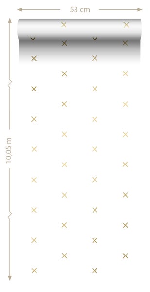 ESTAhome Tapete grafisches Motiv Weiß und Gold - 53 cm x 10.05 m - 139129