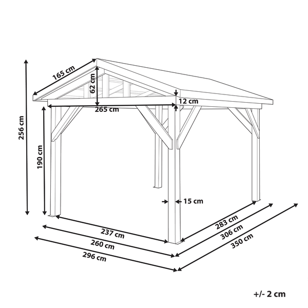 Pavillon SECCHIA Tannenholz 296 cm 350 cm Braun / Grau