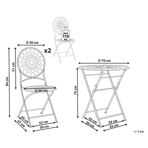 Bistro Set klappbar SCARIO Metall Rot