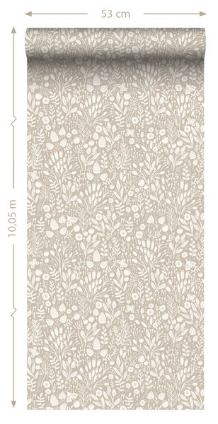 ESTAhome Tapete Blumen Hellbeige - 50 x 900 cm - 131253