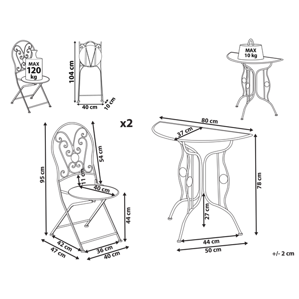 Bistro Set COGGIA Metall Hellbeige