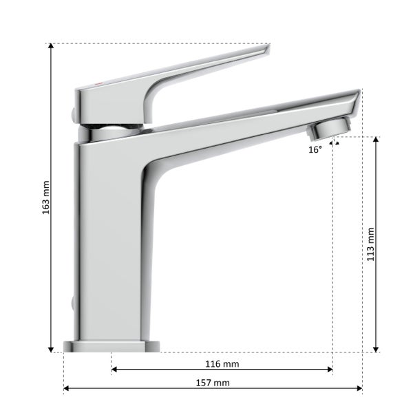 instmaier Waschtischarmatur B2 | hochwertige Mischdüse | Wasserhahn Bad mit Bohrung für Exzentergestänge | Badezimmer Armatur Chrom | mit Zentralverschraubung | Für Lochdurchmesser von 35-50mm