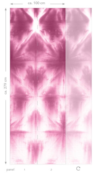 ESTAhome Fototapete wandfüllendes Tie-Dye Shibori Muster Tiefrosa - 100 x 279 cm - 158821