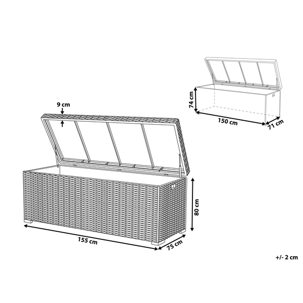 Aufbewahrungsbox MODENA Polyrattan 155 cm 75 cm Braun
