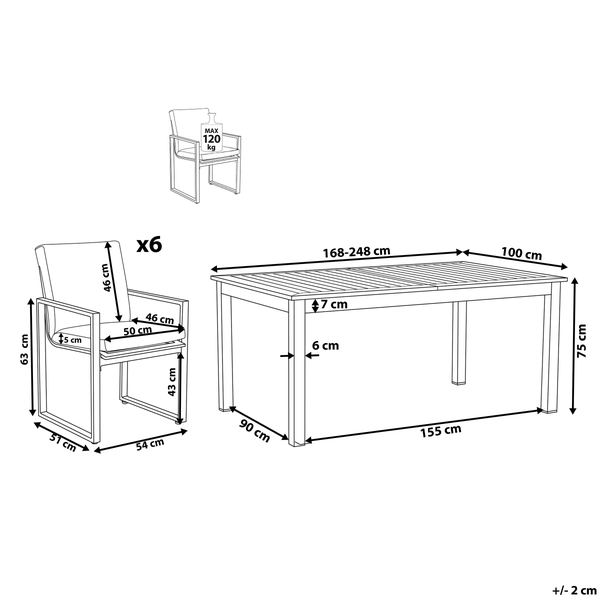 Gartenmöbel Set 6-Sitzer PANCOLE inkl. Kissen Metall Grau