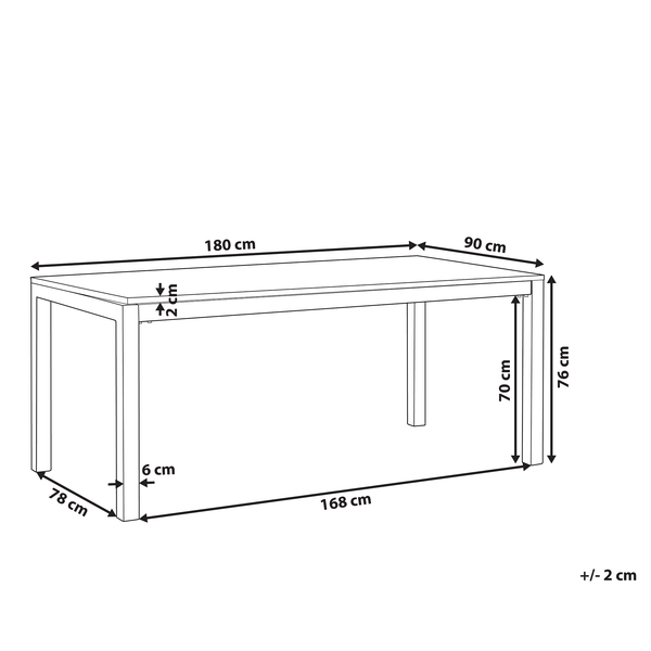 Gartentisch GROSSETO 180 cm 90 cm Sicherheitsglas Schwarz