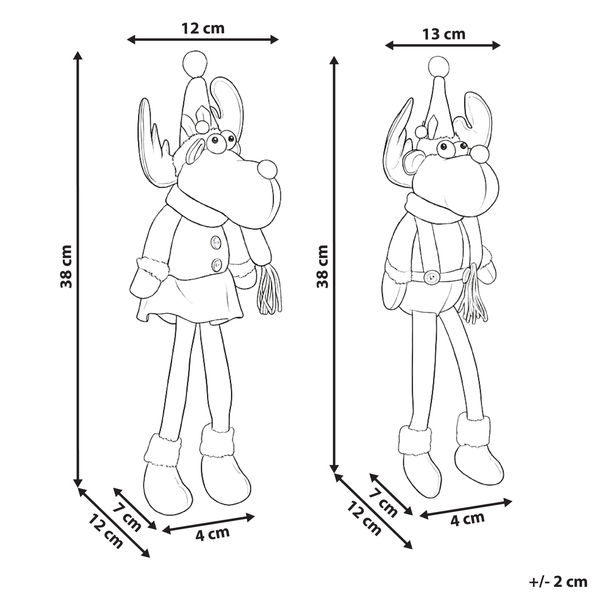 Abmessungen einer Rentier Stoffpuppe, Höhe 38 cm