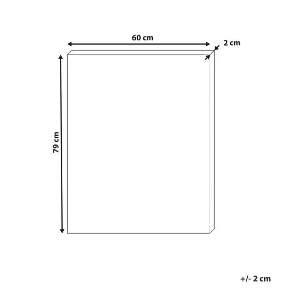 Skizze eines Bilderrahmens mit den Maßen 60 x 79 x 2 cm