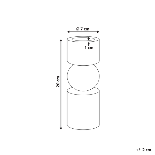 Technische Zeichnung eines Dekorationselements mit einer Gesamthöhe von 20 cm und einem Durchmesser von 7 cm