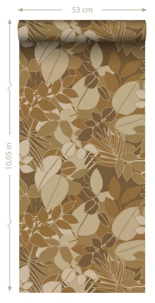 ESTAhome Tapete Blätter Braun und Beige - 50 x 900 cm - 139849