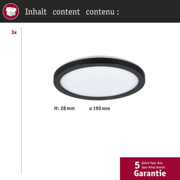 LED Panel Abia rund 300mm 3x22W 3x2200lm 2700K Schwarz matt