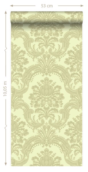 Origin Wallcoverings Tapete Ornamente Hellgrün - 53 cm x 10.05 m - 346525