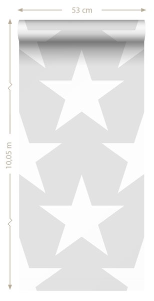 Sanders und Sanders Tapete Sterne Hellgrau - 53 cm x 10.05 m - 935257