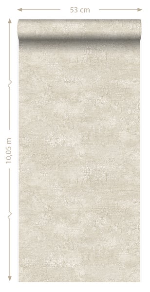 Origin Wallcoverings Tapete Naturstein mit Craquelé-Effekt Beige - 53 cm x 10.05 m - 347563