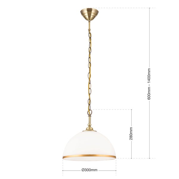 Hängeleuchte Old Style 33cm antik Milchglas