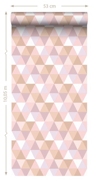 ESTAhome Tapete Dreiecke Violett, Hellrosa und Terrakotta - 50 x 900 cm - 139475