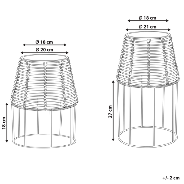 Blumentopf mit Beinen 2er Set BORAGO Polyrattan 20/21 cm Naturfarben