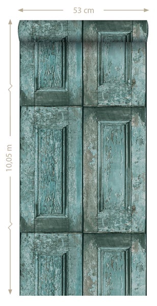 ESTAhome Tapete Paneeltüren Türkis - 53 cm x 10.05 m - 138208