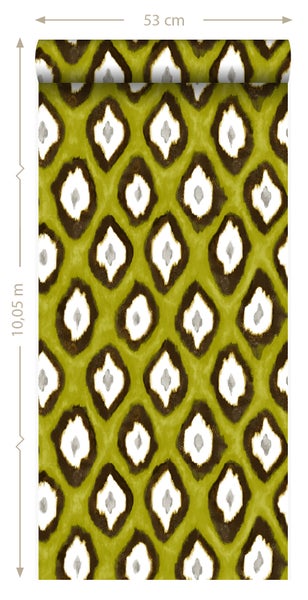 Origin Wallcoverings Tapete Ikat-Motiv Ockergelb - 53 cm x 10.05 m - 346921