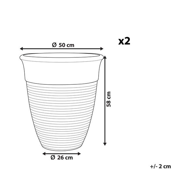 Set mit 2 Blumentöpfen KATALIMA 50 cm Grau