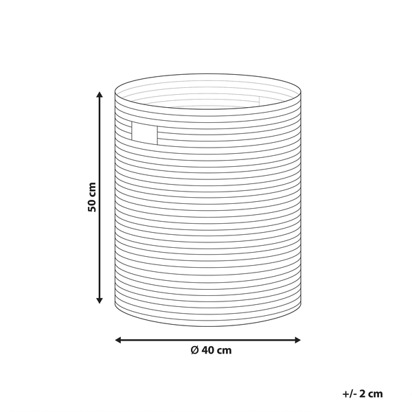 Abbildung eines runden Behälters mit den Maßen 50 cm Höhe und 40 cm Durchmesser.