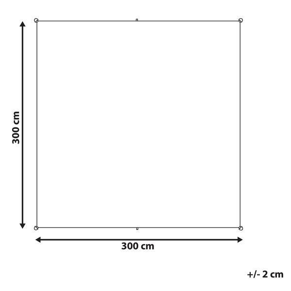 Quadratische Plane mit den Maßen 300 mal 300 Zentimeter