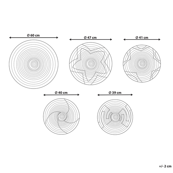 Wanddeko-Set PARORE Seegras 60/47/41/40/39 cm Naturfarben