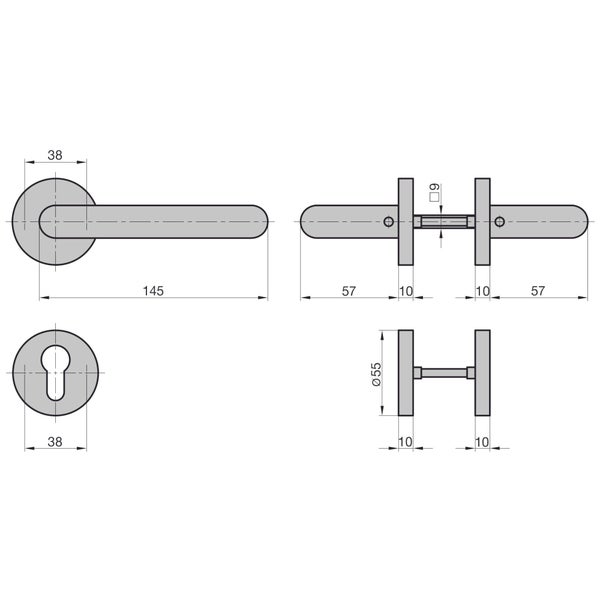 BASI FS-Rosetten-Garnitur ZT/FS 2100 - PZ Edelstahl Drücker Garnitur geprüft nach DIN 18273