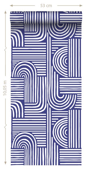 ESTAhome Tapete 3D-Muster Dunkelblau - 50 x 900 cm - 131580