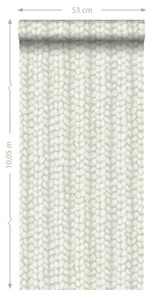 ESTAhome Tapete grob gestricktes Muster Hellgrau - 53 cm x 10.05 m - 148341