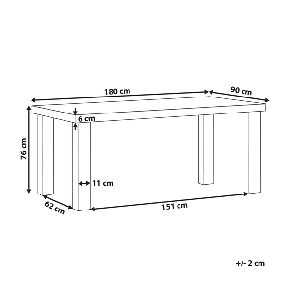 Gartentisch TARANTO 180 cm 90 cm Beton Grau