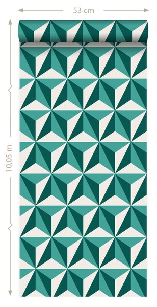 Origin Wallcoverings Tapete 3D-Muster Smaragdgrün - 53 cm x 10.05 m - 347448