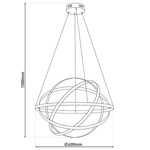 LED Pendelleuchte COSMOS  Metall und Kunststoff in chrom,  Ø60 cm, mit fest verbauten LEDs, Beleuchtung für Wohnzimmer, Esszimmer oder Büro.