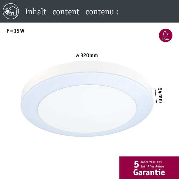 LED Deckenleuchte Smart Home Zigbee 3.0 Circula Dämmerungssensor insektenfreundlich IP44 rund 320mm Tunable Warm 14W 880lm 230V Weiß Kunststoff