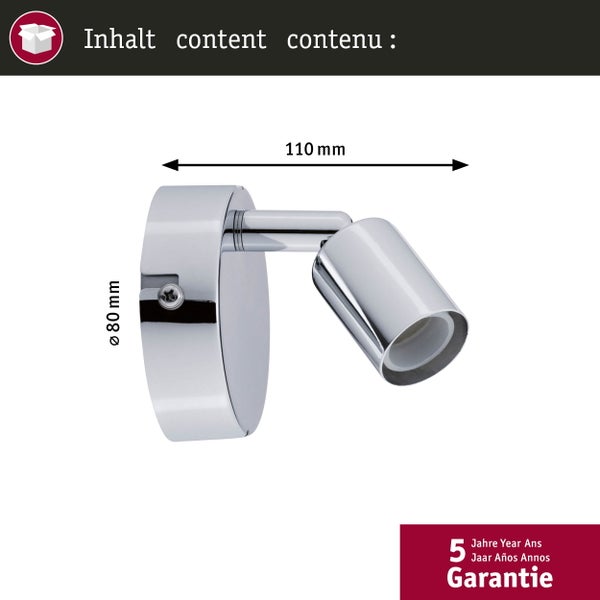 Wandleuchte mit den Maßen 80 mal 110 Millimeter