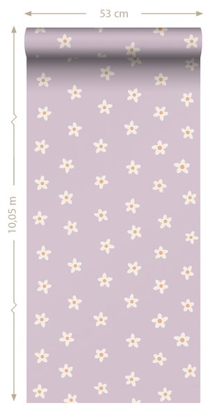 ESTAhome Tapete Gänseblümchen Violett - 53 cm x 10.05 m - 131114