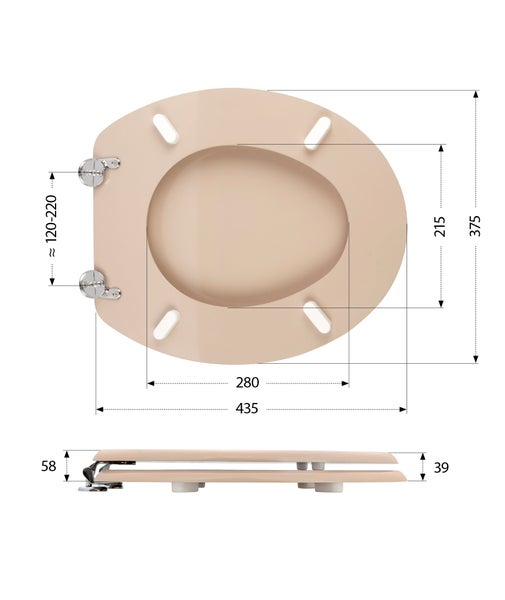 aquaSu® WC-Sitz Venezia in Bahama-Beige, mit robustem Holzkern, Schnellbefestigung Fast-Fix mit rostfreien Metallscharnieren, Toilettendeckel in ovaler Standard O Form universal, Beige, 218917