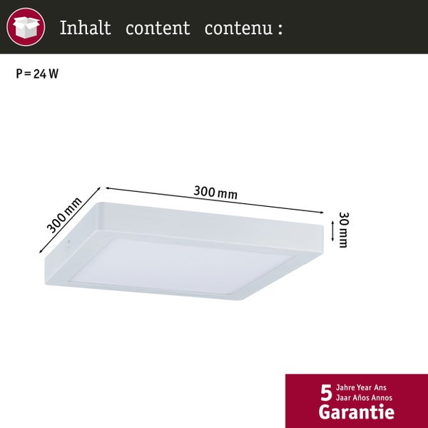 LED Panel Abia eckig 300x300mm 22W 2000lm 4000K Weiß