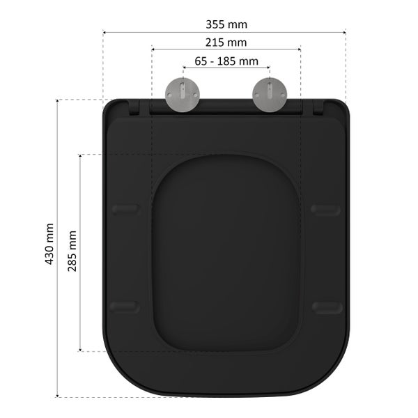 instmaier WC Sitz | TÜV geprüft | Toilettendeckel mit Absenkautomatik | Klobrille Schwarz | Eckig, passt für Renova Keramag Nr. 1 | mit Schnellverschluss | Duroplast
