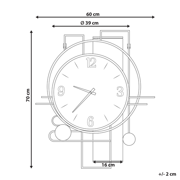 Wanduhr TAVEL 60 cm Bunt
