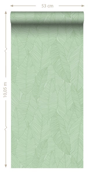 ESTAhome Tapete gezeichnete Blätter Grün - 50 x 900 cm - 139425